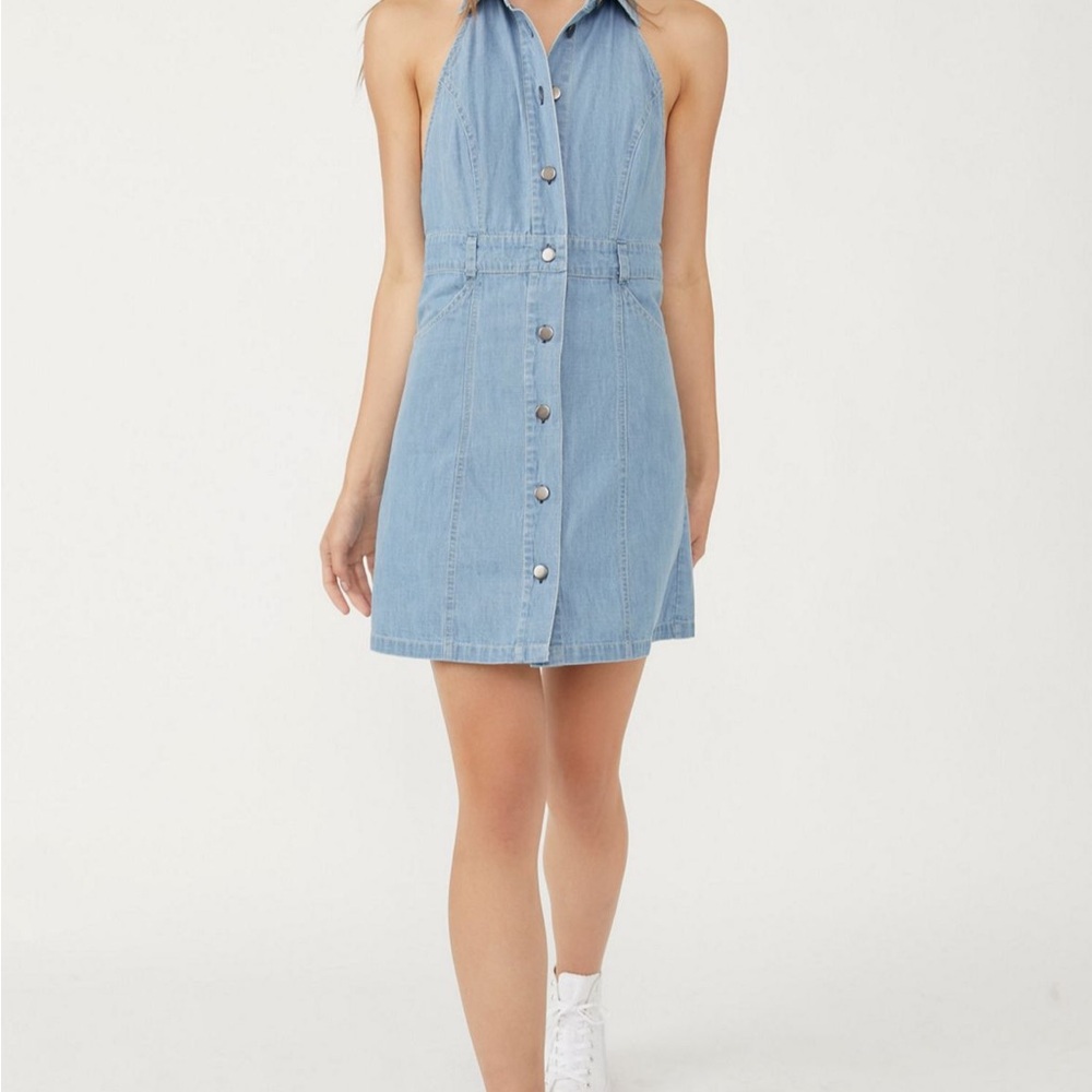 Free People Blue Denim Halter Dress